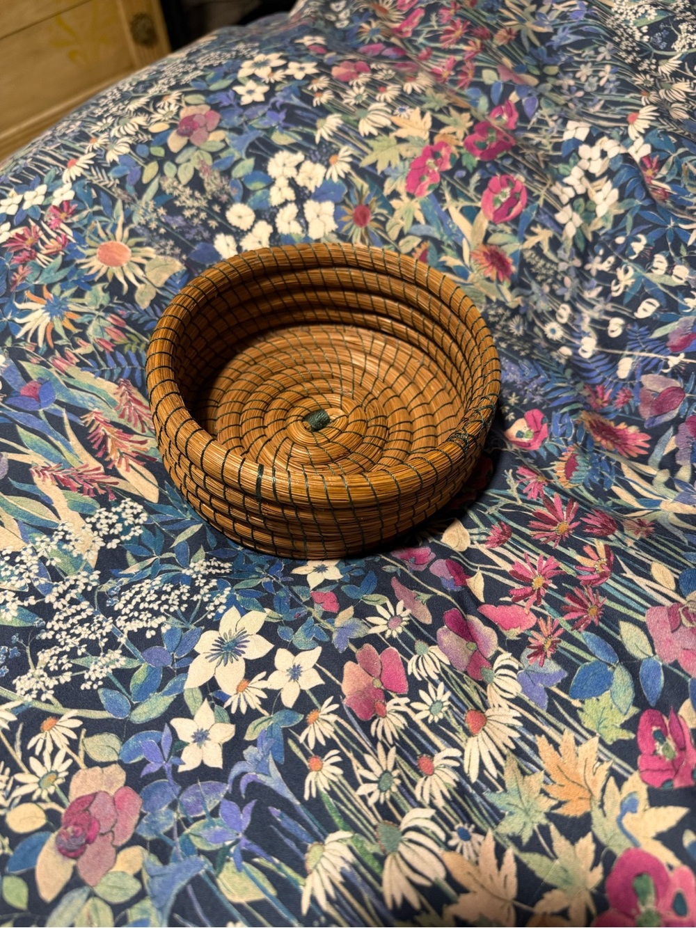 Handwoven Round Wicker Bowl - Brown